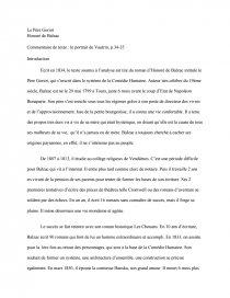 Commentaire Le Père Goriot  Unity Point