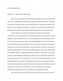 Les sujets du droit international dissertation