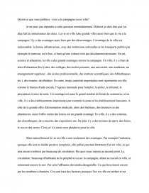 Dissertation vivre en ville ou a la campagne la ville ou la campagne texte argumentatif