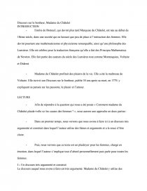 mme du chatelet discours sur le bonheur lecture analytique