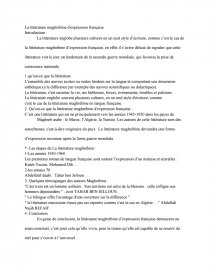 Littérature Maghrebine - Dissertations Gratuits - fradj