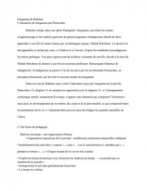 Etude Du Roman Gargantua De Rabelais L Education De Gargantua Par Ponocrates Dissertations Gratuits Laura181