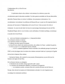 L Independance De La Cote D Ivoire Dissertations Gratuits Dissertation