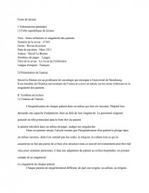 Fiche De Lecture L Article Soins Infirmiers Et Singularite Des Patients N 169 03 2011 Documents Gratuits Leleoche03