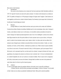 Etude Du Roman Des Souris Et Des Hommes De John Steinbeck Documents Gratuits Dissertation