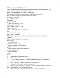 Fiche De Lecture Les Animaux Malades De La Peste Documents