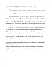 Exemple Lettre De Motivation Parcoursup Biologie