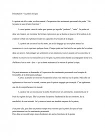 Dissertation sur la poesie et le lyrisme