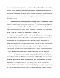 Dissertation motion de censure