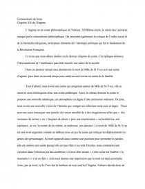 Commentaire De Texte Chapitre 20 Du Conte Philosophique L Ingenu De Voltaire Memoire Laurenef