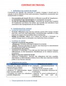 Contrat de travail cours