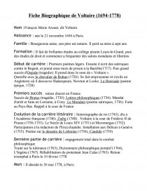 Biographie De Voltaire Prise Du Livre Candide Fiche