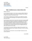 Candidature pour un stage relation client