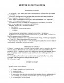 LETTRE DE MOTIVATION EMERGENCE DU PROJET