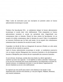 Lettre De Motivation Pour Une Inscription En Premiere Annee En Licence Administration Economique Et Sociale Lettre Type Coralie34