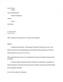 lettre de motivation stage optionnel aide soignante