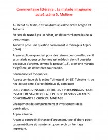Commentaire De Texte Le Malade Imaginaire Acte 3 Scène 10  Exemple de