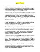 Rapport: speech d'accueil