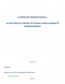 Mobilité transnationale Rupture du contrat de travail