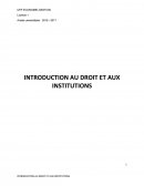 Introduction au droit et aux institutions