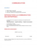 INTRODUCTION A LA COMMUNICATION DES ENTREPRISES