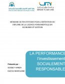 La performance de la finance socialement responsable.