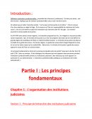 Les principes fondamentaux en droit, l'organisation des institutions judiciaires.