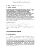 Droit, l'organisation du Conseil Départemental. L'origine des informations et des ressources.