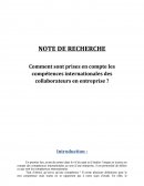 Compétences Internationales note de recherche