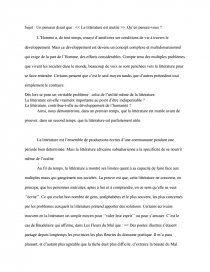 Un Penseur Disait Que La Litterature Est Inutile Qu En Pensez Vous Dissertation Mansur