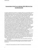 Commentaire droit constitutionnel décision 2012-282 de la cour Constitutionnel