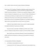 Sujet : La dernière réforme ayant touchée le statut du Président de la République.