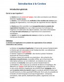 Introduction à la gestion?