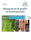 Rapport de stage: management de qualité environnementale