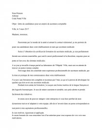 Lettre De Candidature Pour Un Emploi De Secretaire Comptable Lettre Type Locean