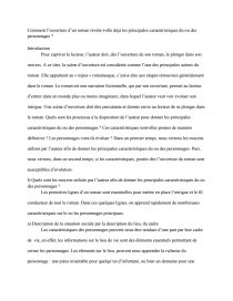 Ouverture de dissertation sur le personnage de roman