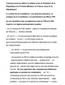 Comment peut-on définir la relation entre le Président de la République et le Premier Ministre, en France, sous la Ve République?