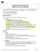 Fiche de fonction du directeur technique