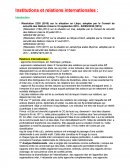 Institutions et relations internationales