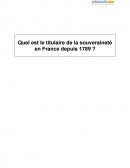 Quel est le titulaire de la souveraineté en France depuis 1789 ?