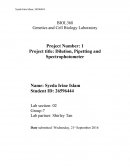 Dilution, pipetting and spectrophotometer