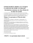 Enseignement moral et civique de classe de seconde