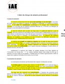 Cahier des charges du mémoire professionnel