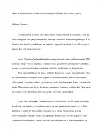 Lettre De Motivation Licence Economie Gestion L1