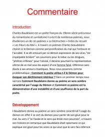Dissertation sur les Fleurs du Mal de Baudelaire 1ère Français
