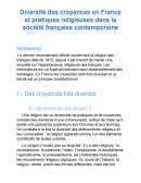 Diversité des croyances en France et pratiques religieuses dans la société française contemporaine
