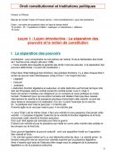 Séparation des pouvoirs et notion de constitution