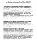 Le rôle d'un artiste est-il de faire réfléchir ?