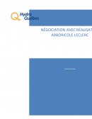 Négociation Hydro Québec et Réalisation Leclerc