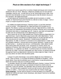 Peut On Etre Esclave D Un Objet Technique Dissertation Lauzmrn